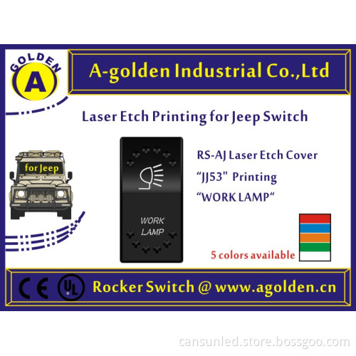Carling Style LED Rocker Switch T85 15A Waterproof Cover "J" type Laser WORK LAMP writing